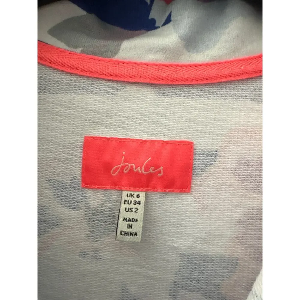 Joules Size 2 Floral Casual 1/4 Zip Floral Print Sweatshirt Top Fairdale Print - Picture 2 of 5